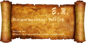 Burgermeister Márk névjegykártya